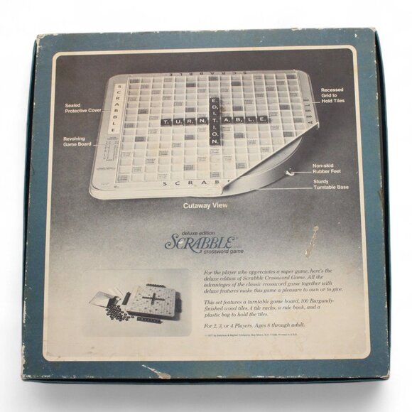 Vintage Selchow & Righter Scrabble Crossword Game Deluxe Edition With Turntable - Picture 7 of 8